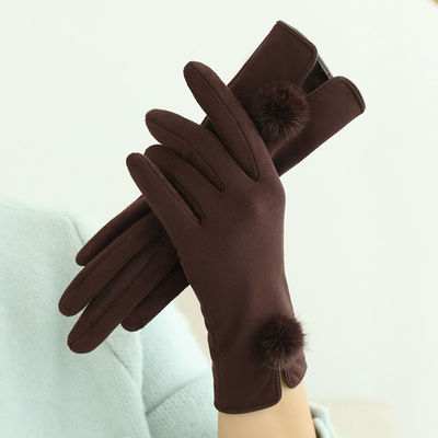 Dark Red Acrylic 55g Women Touch Screen Gloves , Warm Cycling Gloves