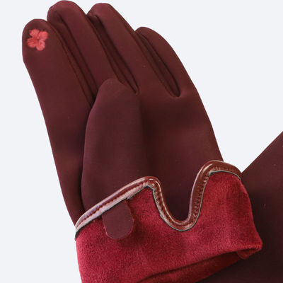 Polyester Winter Warm Gloves Fashion Classic Red Stretch
