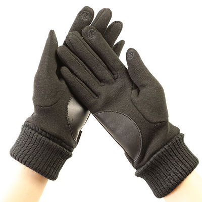 Black Color PU 22x16cm Winter Warm Gloves For Women