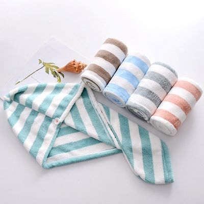 Super Dry Stripe Microfiber Hair Turban Towel For Travel