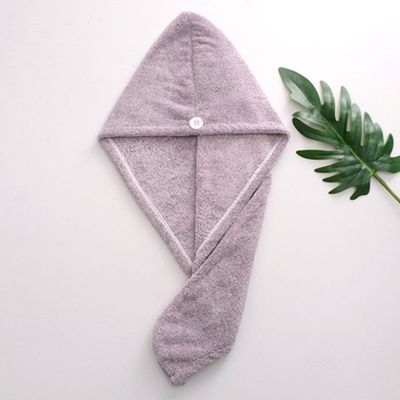 Bamboo Charcoal 25x65cm Hair Turban Towel Wrap For Wet Hair Drying