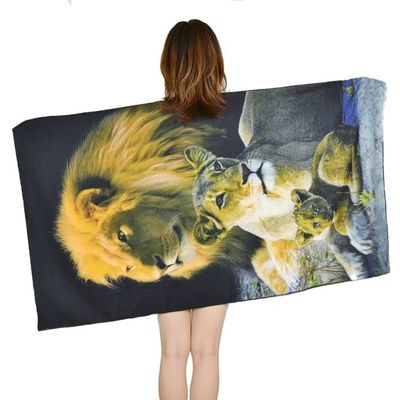 140x70 Family Large Microfiber Beach Towel Sheet Lion Pattern