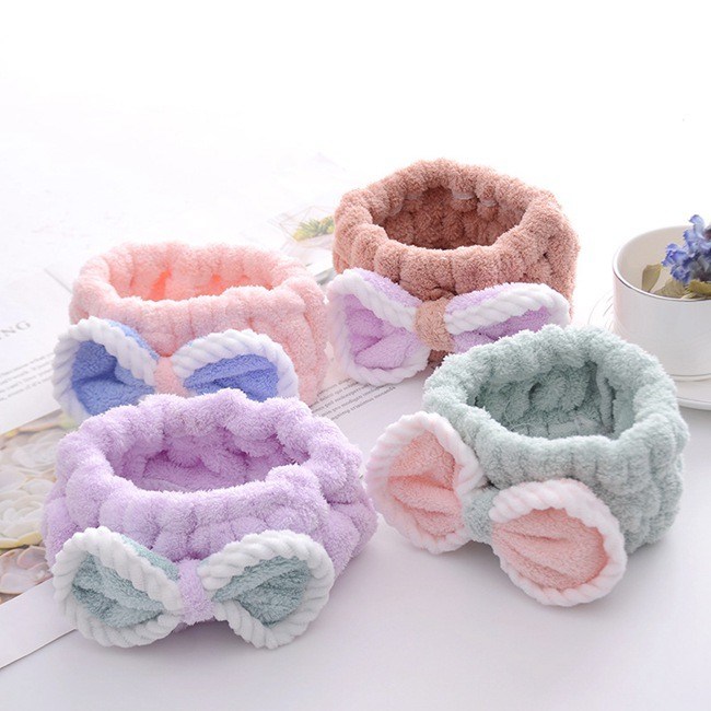 300gsm Lovely Flannel Face Cleansing Headband Ultra Absorbent